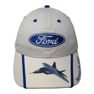 Ford Baseball Cap Beige Blue OS Strapback USAF Saluting AirVenture Jet Hat